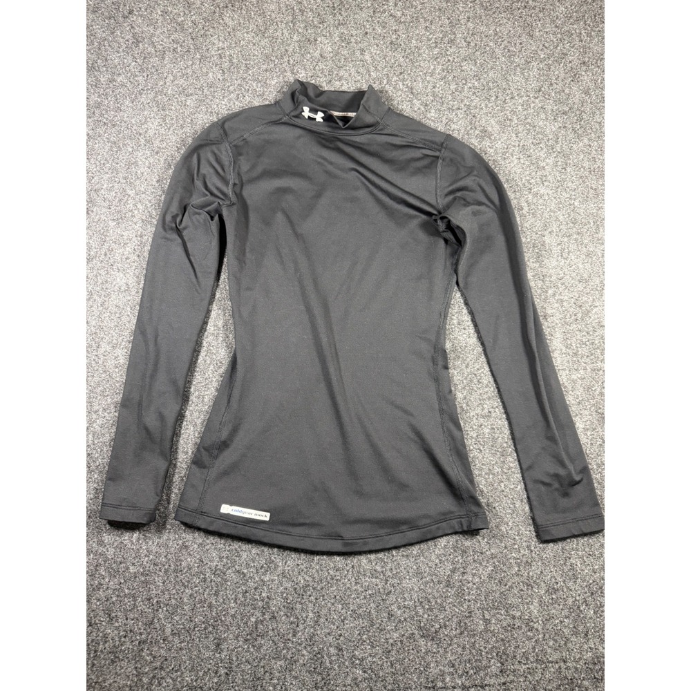 Under Armour Womens ColdGear Mock Neck Long Sleeve Base Layer Top Black XS